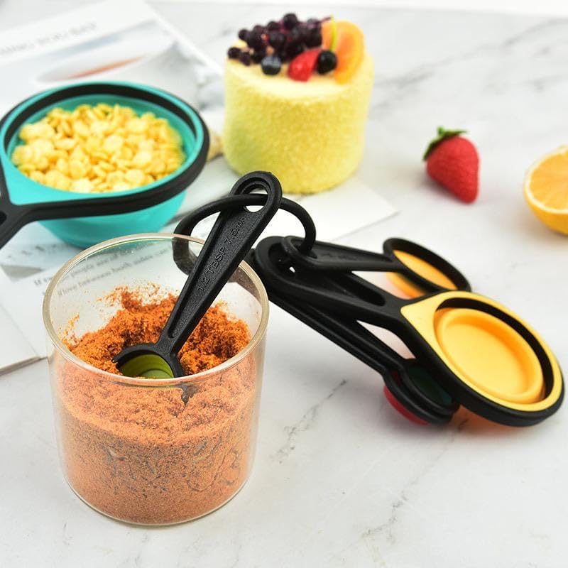 8 Piece Collapsible Silicone Measuring Cups and Spoons Set