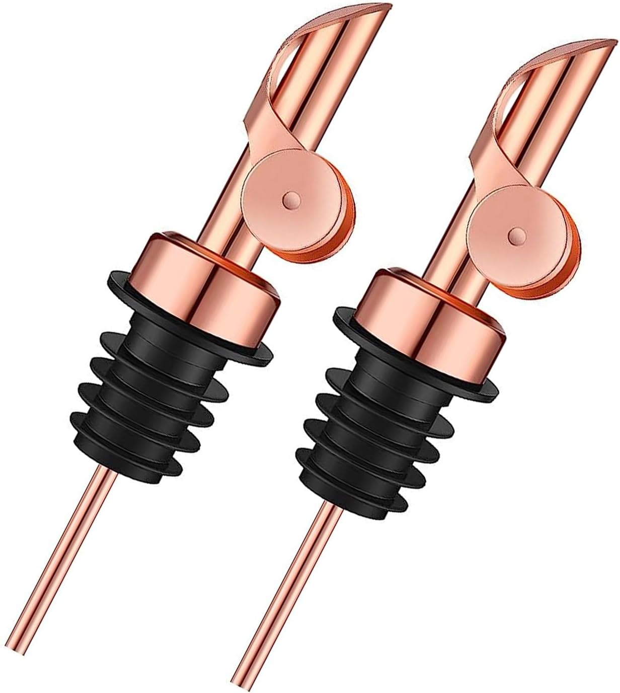 Pafusen 2 Pack Weighted Liquor Pour Spout, Auto Flip Olive Oil Dispenser Spout, Pour Spout for Liquor Bottles, Olive Oil Spout, Bottle Pourers for Alcohol Wine Syrup Home Bar Accessories Rose Gold