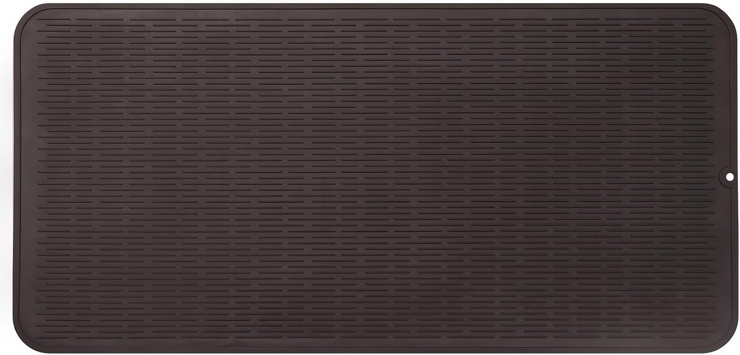 Silicone Dish Drying Mat for Multiple Usage,Easy clean,Eco-friendly,Heat-resistant Silicone Mat for Kitchen Counter or Sink,Refrigerator or Drawer Liner Coffee 5XL 36inches x 18inches