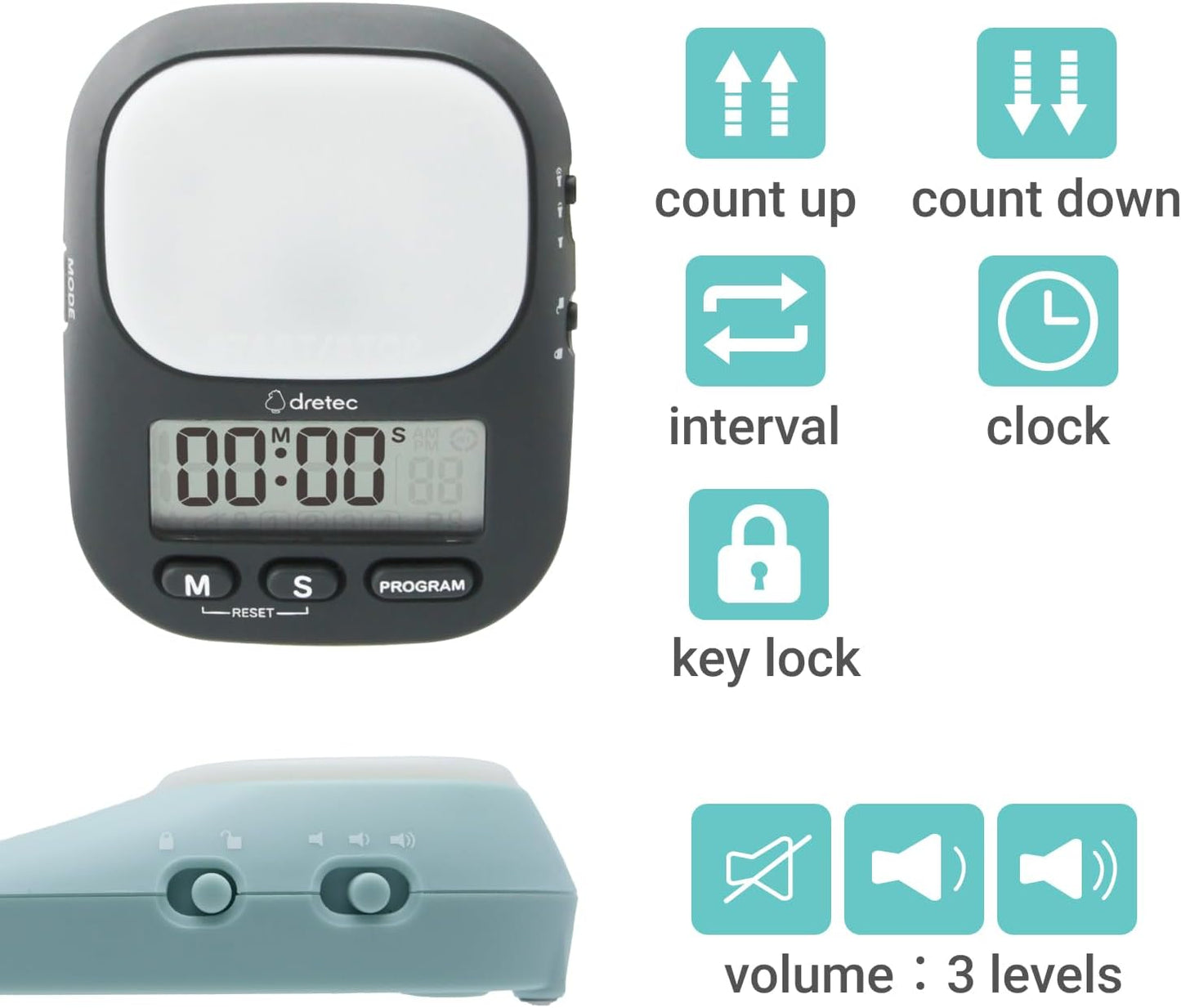 dretec pomodoro Timer, Productivity for Studying, Large Button, Interval,Beige