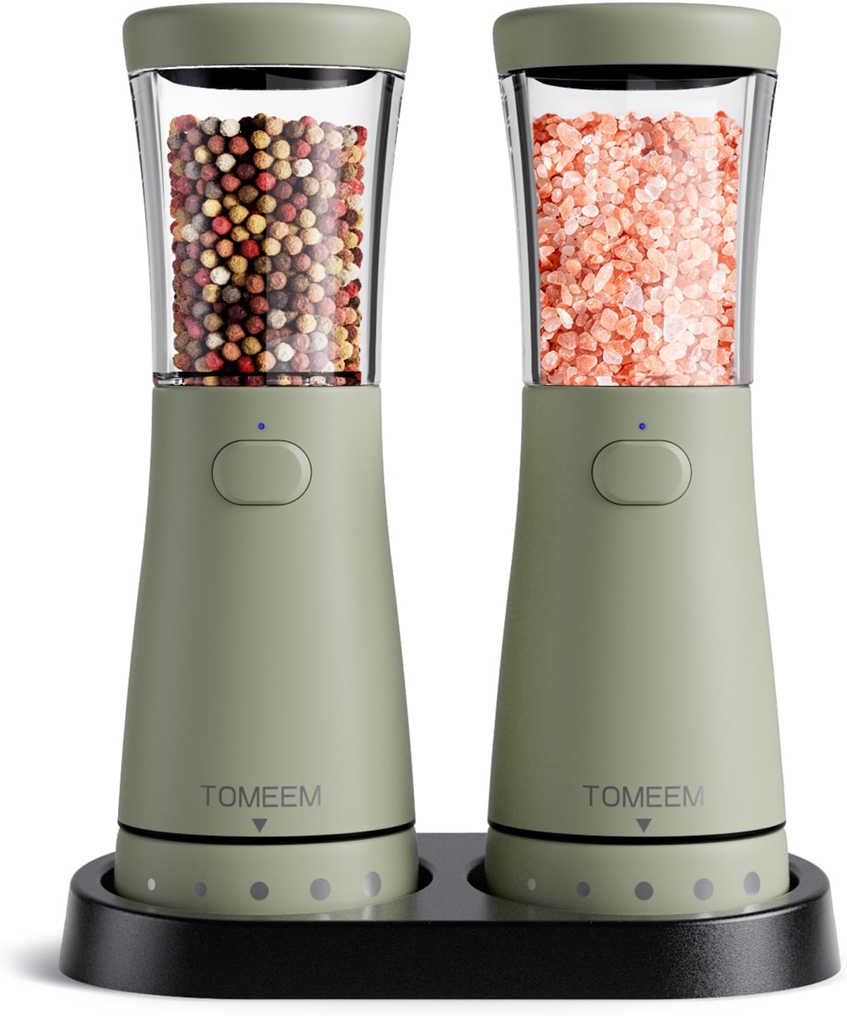 Electric Salt and Pepper Grinder Set with Storage Base, Stainless Steel Rechargeable Salt and Pepper Grinder Set with 4.5 oz Large Capacity, 1.8" Wide Mouth, Adjustable Coarseness, Ideal for Kitchen
