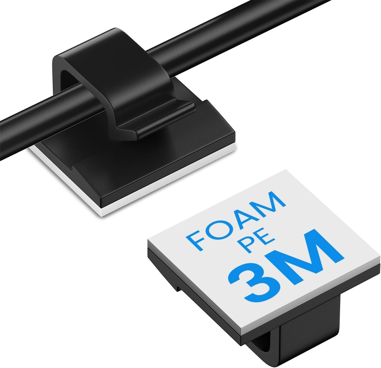 30 Pcs Small Black Adhesive Cable Clips for Cord Management Under Desk Nightstand Phone PC Charger Plug Speaker TV Cord Holder Keeper Hook Wall Wire Organizer Car Dash Cam Ethernet Christmas Light