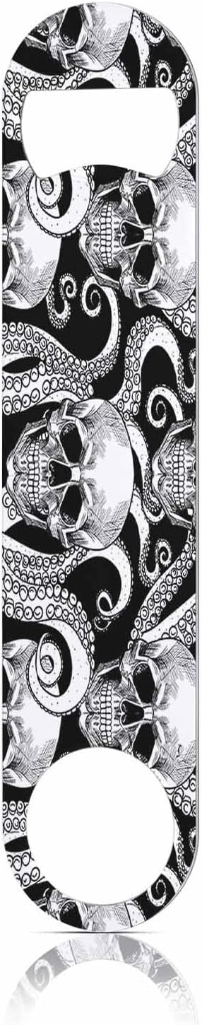 Skull Stainless Steel Bottle Opener Pirate Bone Octopus Tentacle Evil Rock-N-Roll Style Flat Beer Bottle Opener Keychain for Home Kitchen Bar Restaurant Party Birthday Gift