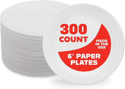 Hygloss Products Paper Plates - ‎Uncoated White Plate - Use for Foodware, Events, Activities, Crafts Projects and More - Environmentally Friendly - Recyclable and Disposable - 6-Inches - 300 Pack