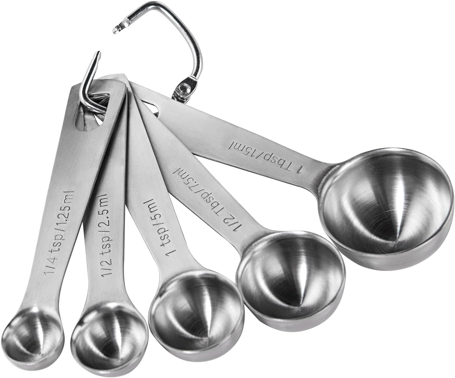 U-Taste Teaspoon Tablespoon Measuring Spoons: 18/8 Stainless Steel Measure Scoop Set of 5, 1/4 TSP, 1/2 TSP, 1 TSP, 1/2 TBSP & 1 TBSP, Metal Kitchen Measurement Utensil for Dry and Liquid Ingredients