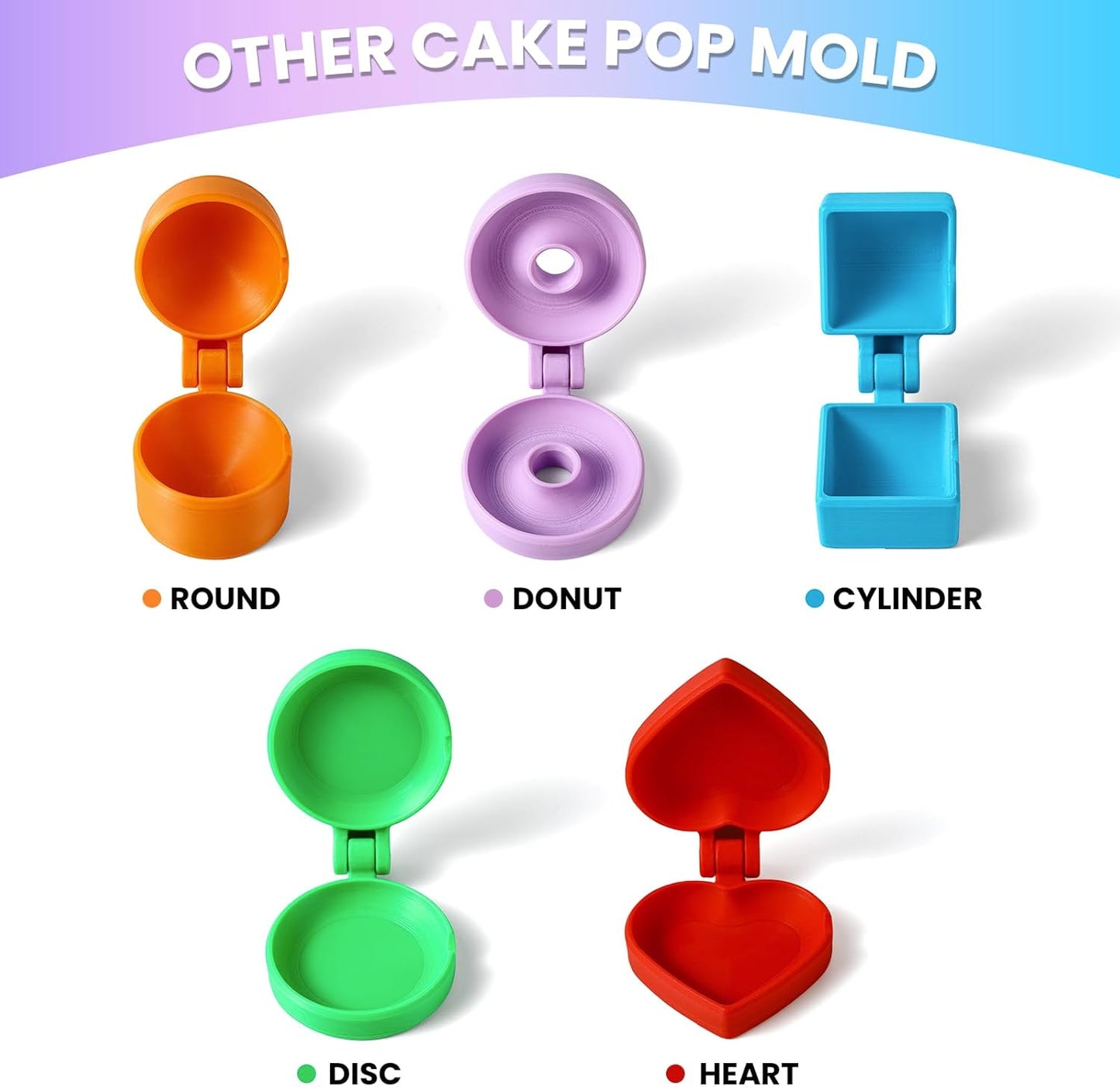 2 PCS Cylinder Cake Pop Mold Shapes Press Set, 3D Printed Cake Pop Cutter and Pusher, Baking Tools Accessories for Home Baking, Birthday Parties, Wedding Desserts