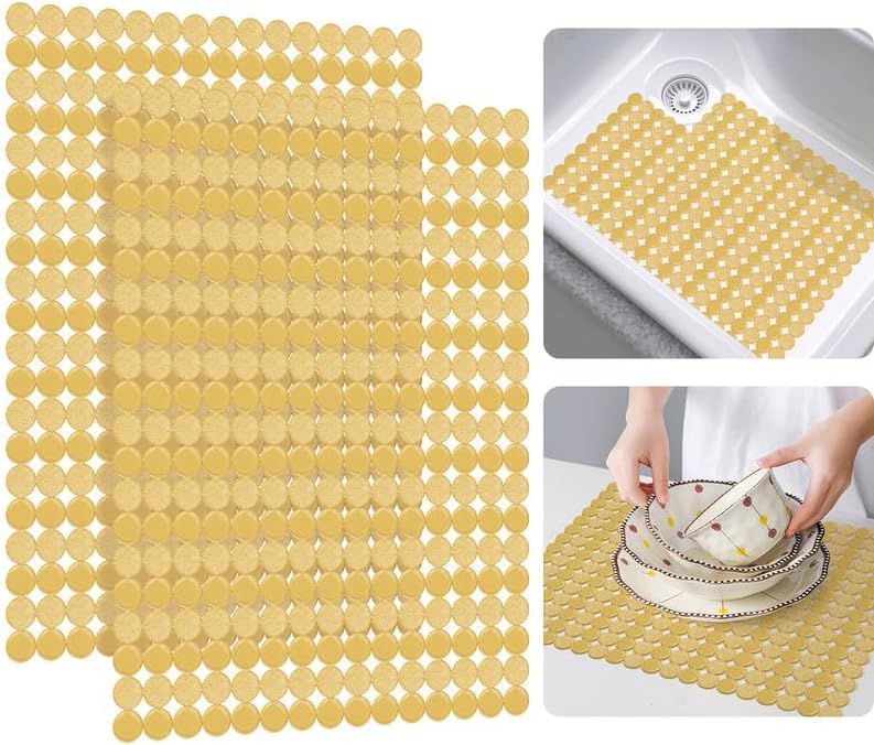 Bligli 2-Pack Kitchen Sink Mat: PVC Eco-Friendly Adjustable Sink Protector | Sink liner Pad | Dish Drying Mats, Easy to Clean & DIY Cut | 15.7 x 11.8 inch (Brown)