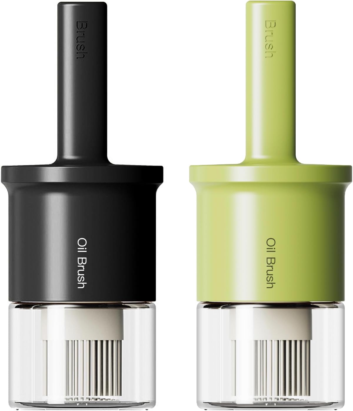 YARRAMATE 2pcs 300ml / 10oz Oil Dispenser with Brush - Glass Oil Dispenser for Kitchen with Silicone Heat Resistant Brush - Cooking Brush for Oil and Sauce Cooking BBQ Grill Frying - Black&Green