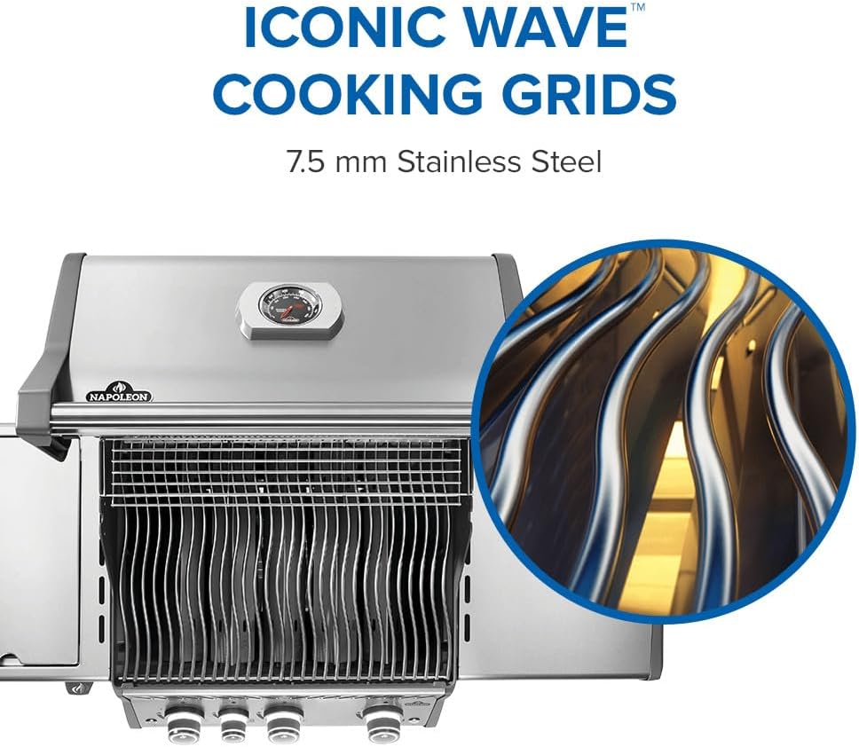 Napoleon Rogue PRO 425 Natural Gas Grill with Infrared Side Burner, Stainless Steel, Durable 4-Burner Gas BBQ