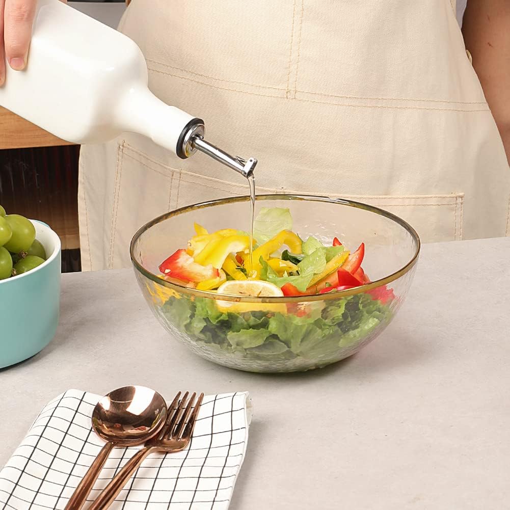 Sweejar 19 Fl Oz Ceramic Olive Oil Dispenser Bottle with Spout, Large Oil Dispenser for Kitchen, Opaque EVOO Oil and Vinegar Cruet for Cooking, Oil Container for Avocado Oil, Pack of 1 (Turquoise)