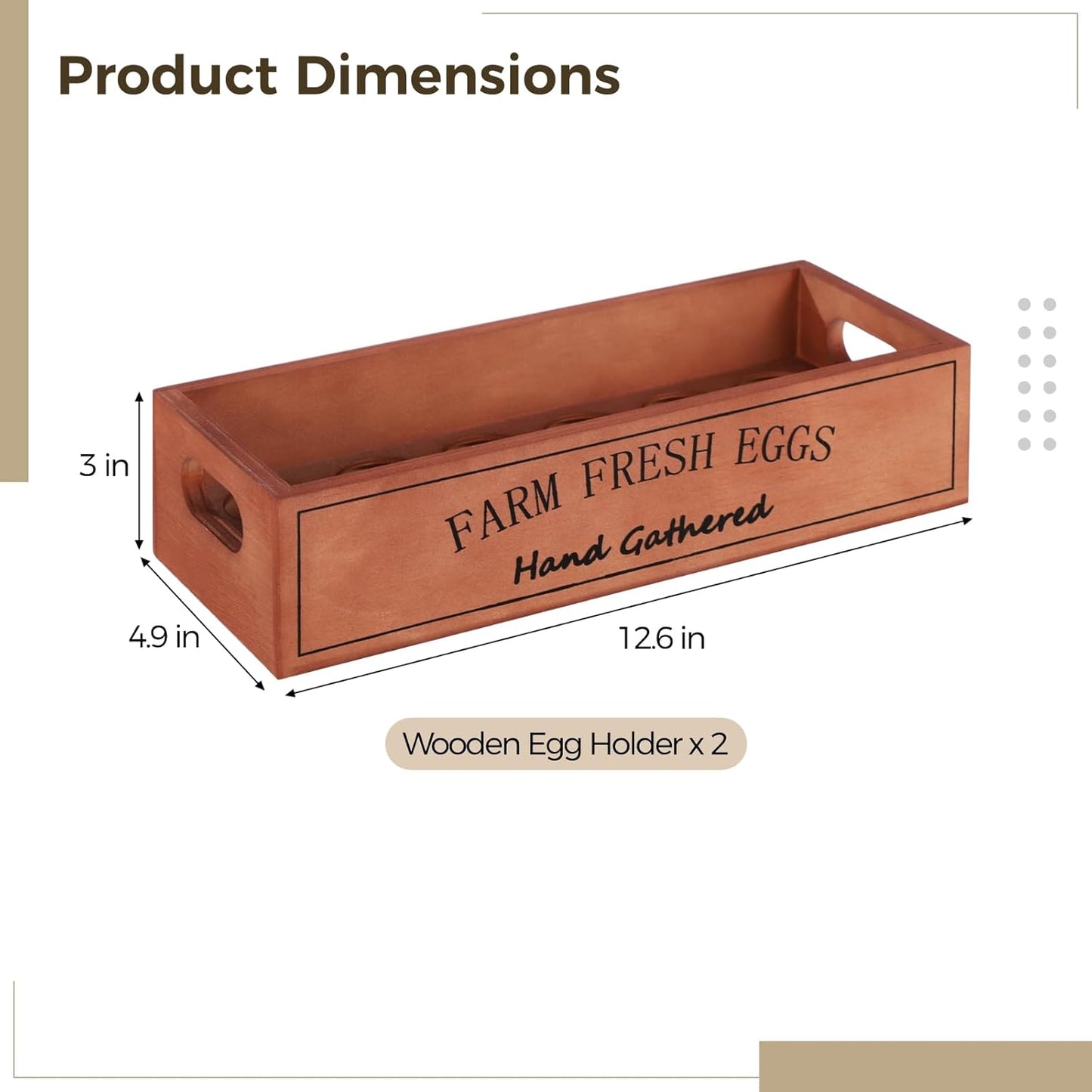 2 PCS Wooden Egg Holders, Farm Fresh Egg Baskets, Open Design with Handle, Holds 12 Eggs per Compartment, Ideal for Kitchen Countertop, Simple and Quality Storage Solution