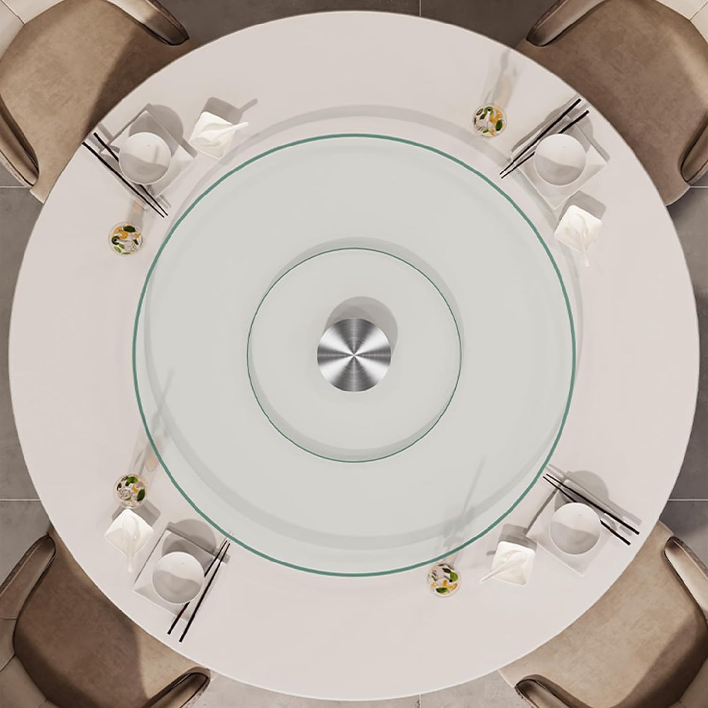 26.7 inch Lazy Susan for Table Top Tempered Glass Rotating Serving Tray for Dining Table, Kitchen Lazy Susan Organizer Spinning Rotating Food Server Party Centerpieces Heavy Duty (68cm / 26.7in)