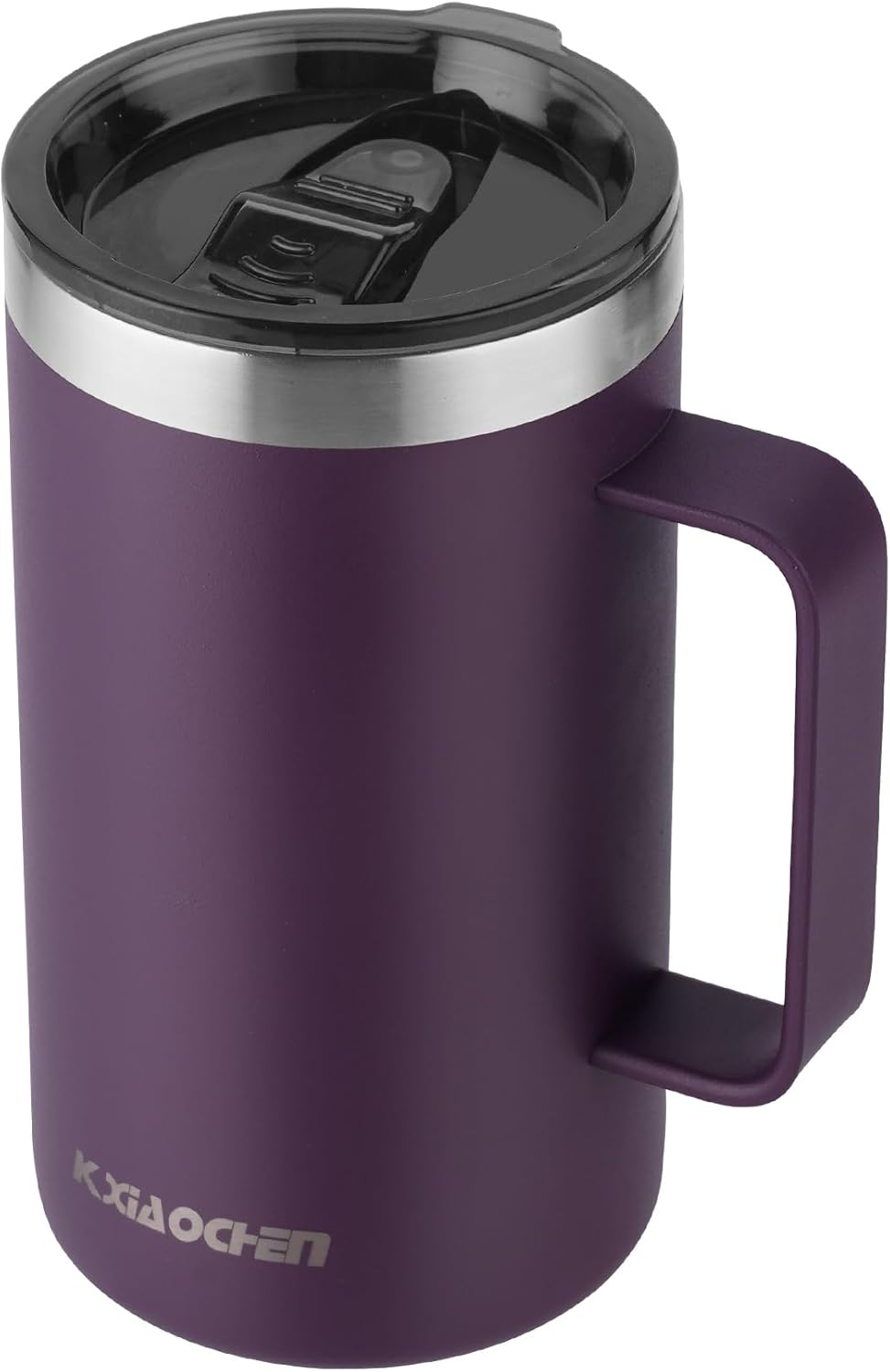 KXIAOCHEN 20oz Insulated Coffee Mug with Lid, Stainless Steel Coffee Cup, Double Wall Vacuum Coffee Tumbler with Handle, Premium Thermal Travel Coffee Mug (Purple)