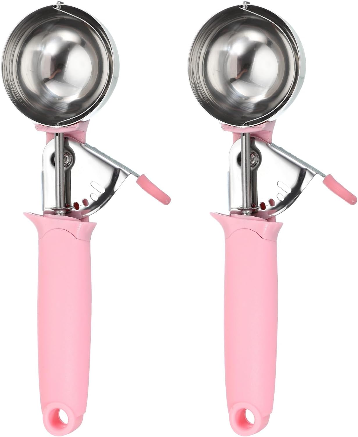 uxcell 2pcs Cookie Scoops, Ice Cream Scoop with Trigger for Baking Cookie Dough Rice Pudding Kitchen Gadget, Pink