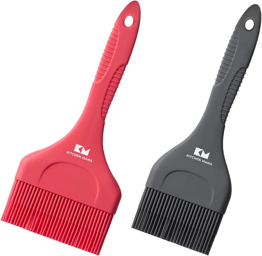 Kitchen Mama Platinum Silicone Extra Wide Pastry & Basting Brush Utensil Set – Heat Resistant, Dishwasher Safe, BBQ Grilling, Cooking, Baking, Perfect For Outdoor, and Butter, Egg Wash, Oil and Sauce