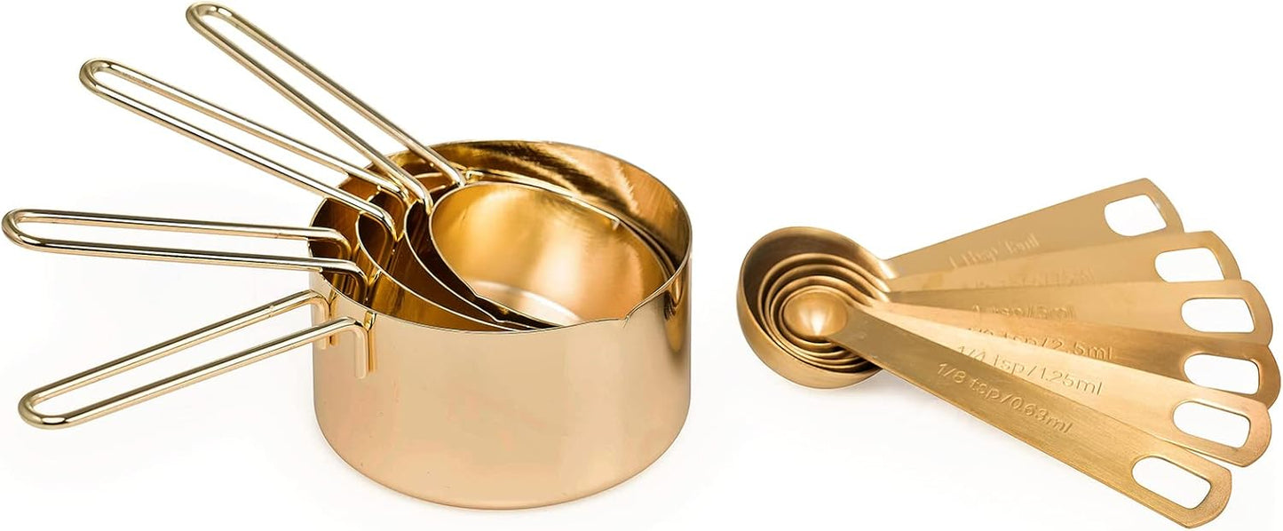 Gold Measuring Cups & Measuring Spoons 10-Piece Set (4 Cups; 6 Spoons)