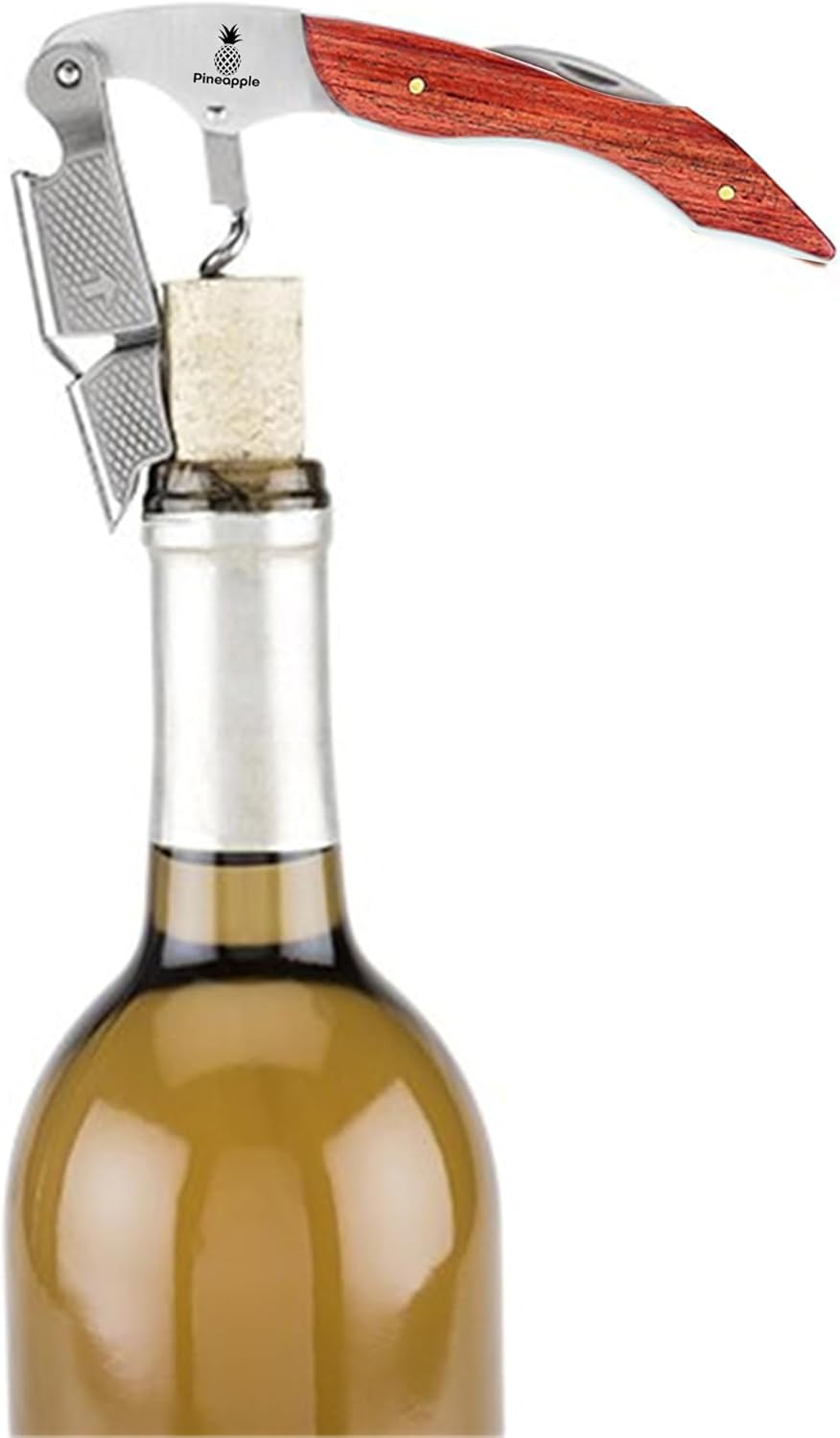 Pineapple Professional Corkscrew Wine Bottle Opener with Foil Cutter Wine Key for Waiters, Servers, Bartenders, Sommeliers, Wine Lovers (Cherry Oak)