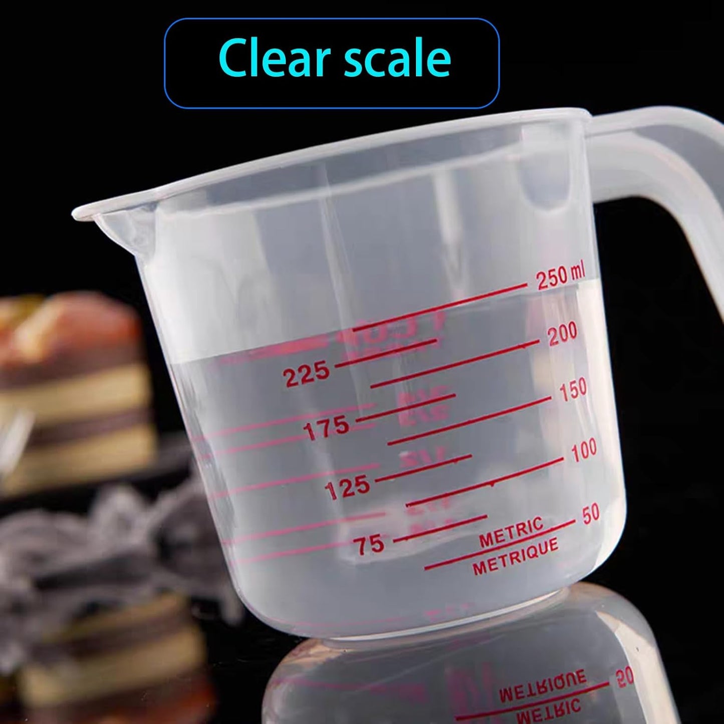 Unbreakable Plastic Measuring Cups 6 Piece Food-Grade Measuring Jugs, 250ml/500ml/1000ml- Capacity, Stackable and Dishwasher-Safe, Great for Oil, Vinegar, Flour, More Essential Kitchen Tools