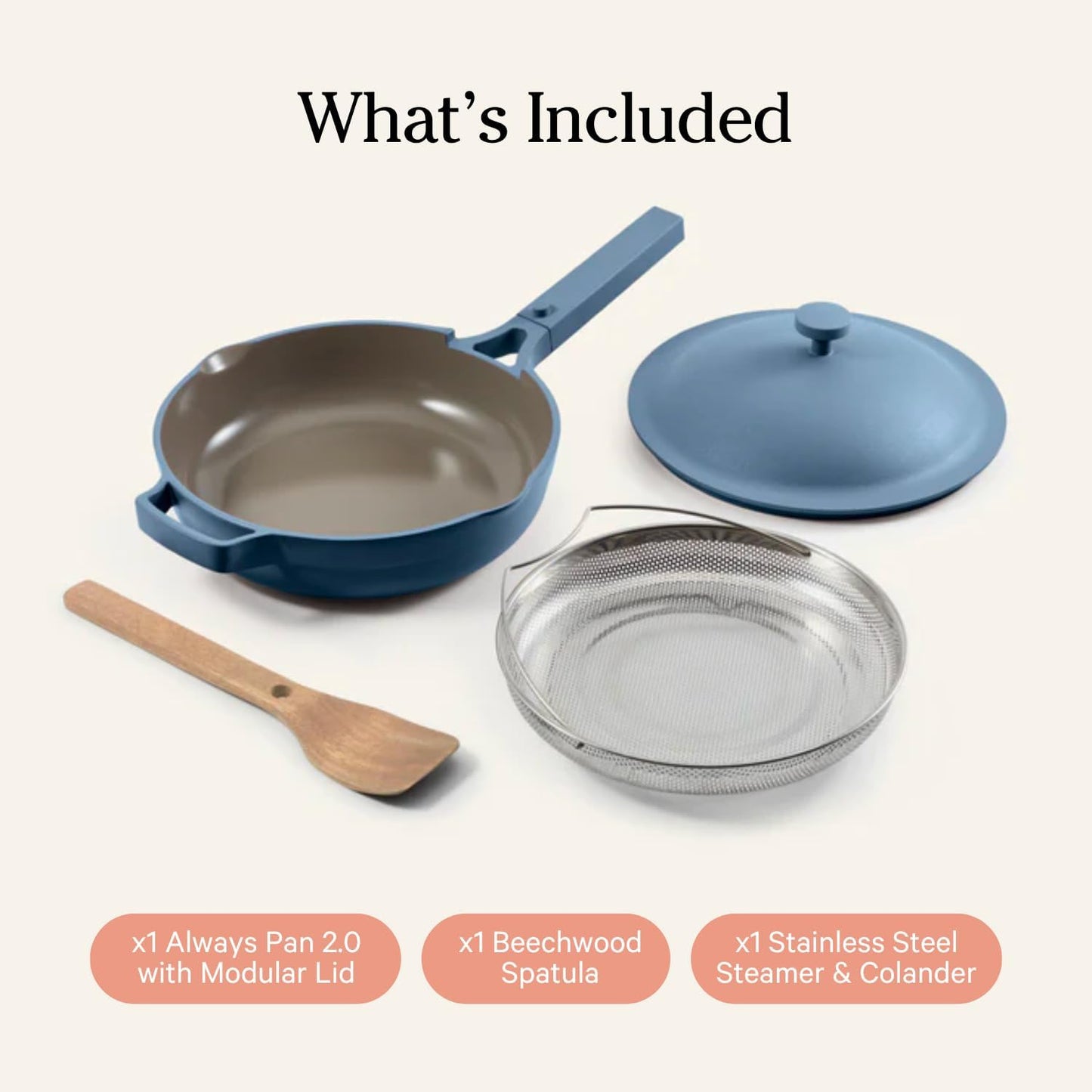 Our Place Always Pan 2.0-10.5” (2.6 Qt) Nonstick, Toxin-Free Ceramic Cookware | Patented 10-in-1 Aluminum Frying & Sauté Pan | Safe for Oven, Induction & All Cooktops up to 450°F | Blue Salt