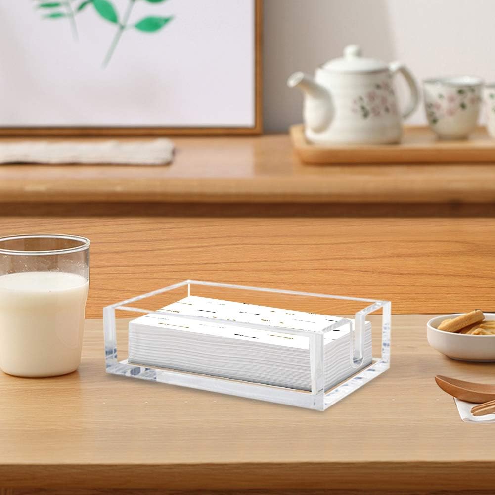 Acrylic Guest Towel Napkin Holder, 0.37Inch Thickness Clear Paper Towel Tray, Rectangle Napkin Holders for Kitchen, Dining Room, Bathroom