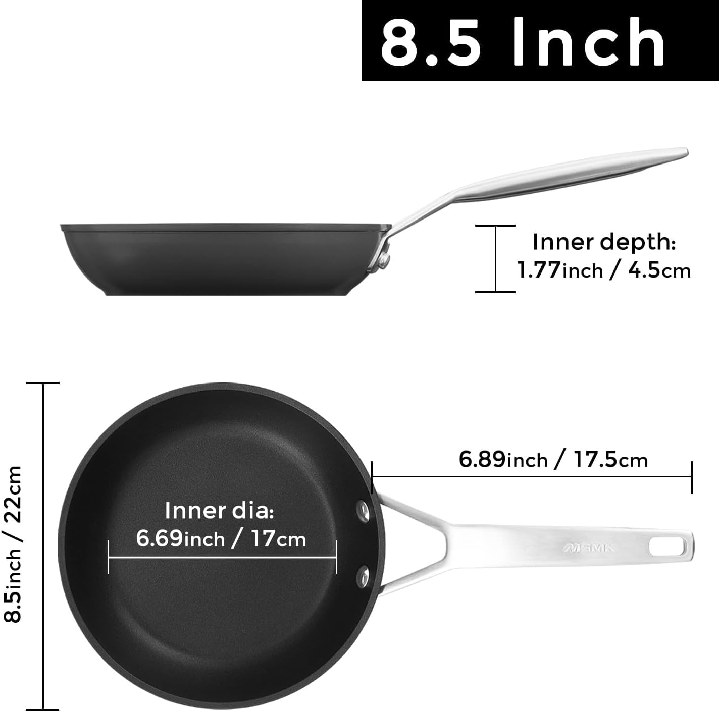 MsMk Small Egg Pan，8 1/2 inch Titanium and Ceramic Nonstick Omelette Pan，Small Frying Pan Safe for Induction，Scratch-resistant，Oven Safe to 700°F Pan for Cooking, Dishwasher Safe