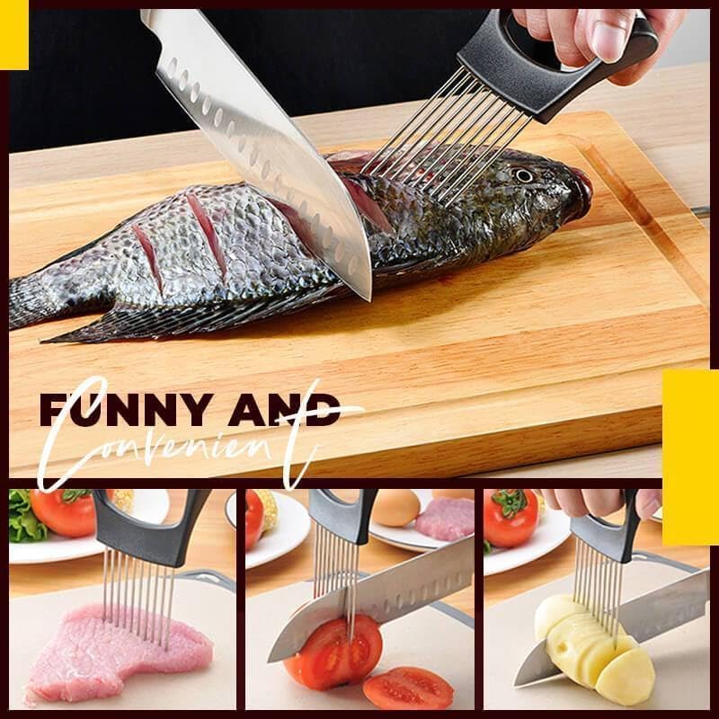 2025 Upgraded Onion Slice, New Stainless Steel Onion Chopper for Slicing, Chopper Slicing Assistant Tool, Cutter for Slicing of Meat, Onion, Potato, Tomato Kitchen Gadgets (1)