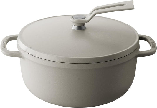 Vermicular Oven Pot 2.0 | Lightweight Enameled Cast Iron Pot | 18cm (2 Qt) | Non-Toxic | Induction-compatible | Dutch Oven | Made in Japan | Matte Linen Beige