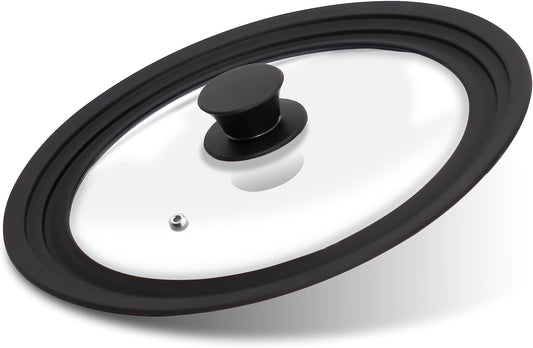 Tempered Glass Lid - Universal Lid with Heat Resistant Silicone Rim for Pots, Pans and Skillets - Pan Cover Replacement Lid Fits 10", 11" and 12" Diameter Cookware