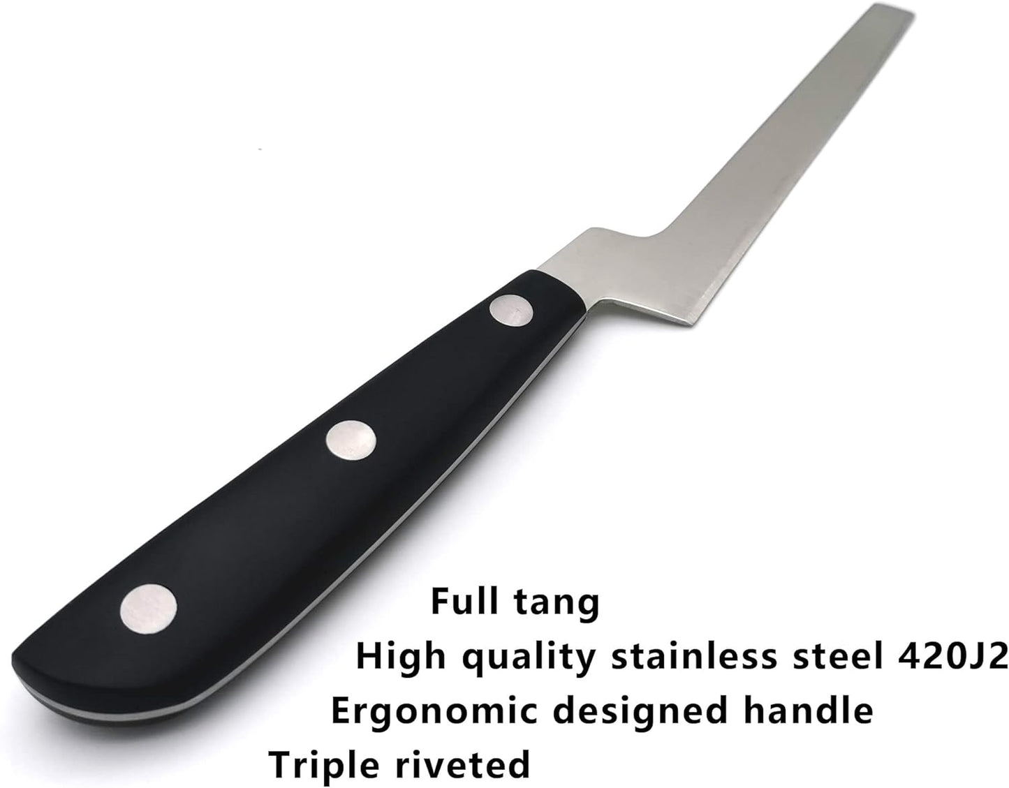 Cheese Knife - MATTSTONE HILL Soft Cheese Knife, Cheese Cutter, Premium Stainless Steel, Black Handle