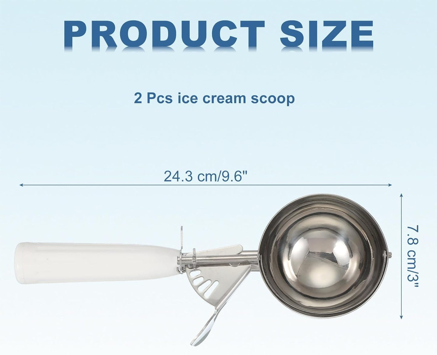 uxcell 2 Pcs Cookie Scoops, Ice Cream Scoop with Trigger for Baking Cookie Dough Rice Pudding Kitchen Gadget, White