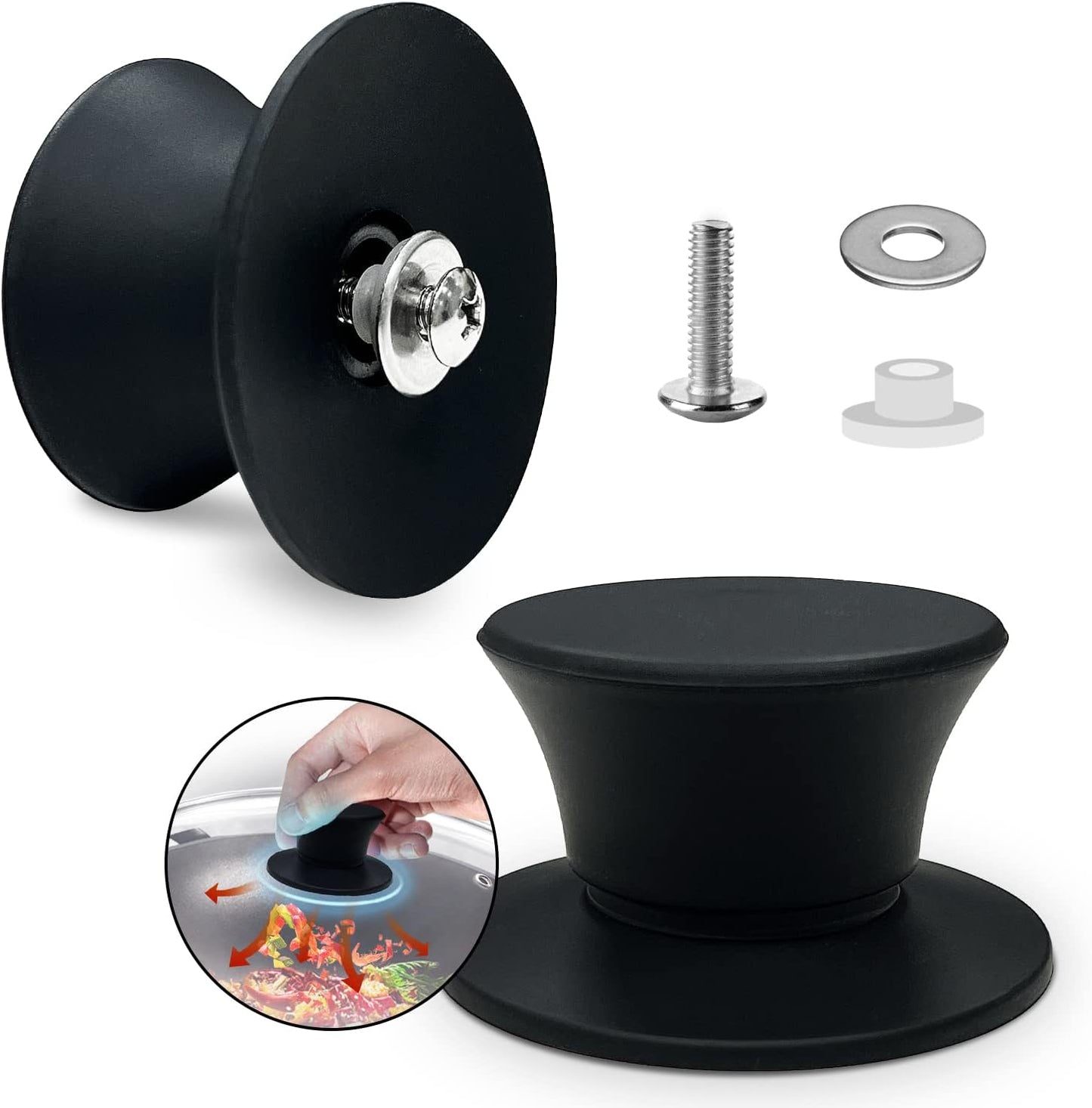 Universal Pot Lid Replacement Knobs, Ydeapi Silicone Pan Lid Holding Handles, Heat Resistant, Non-Slip Handle for Kitchen Cookware Lids and Covers (2 Packs)