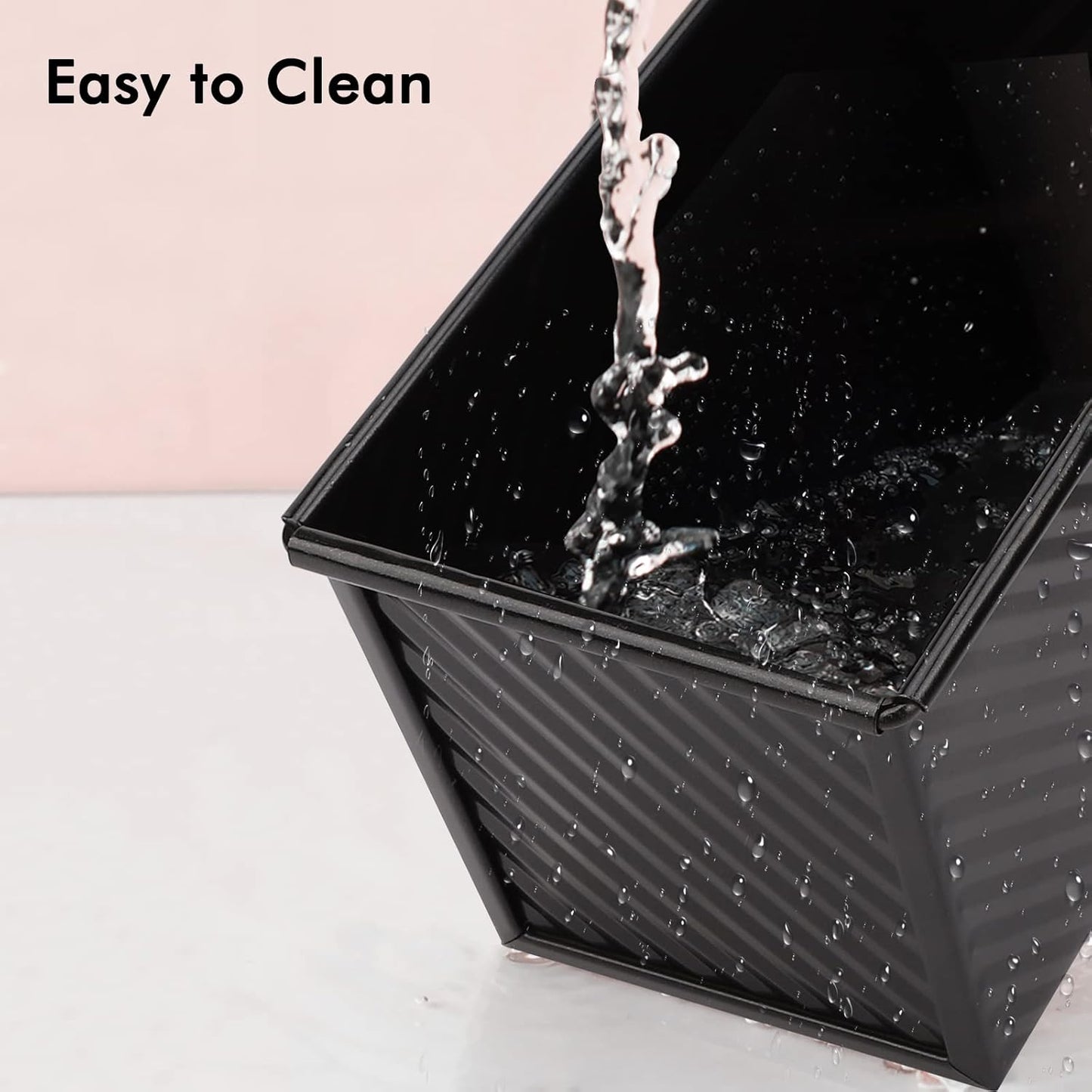 Beasea Pullman Loaf Pan with Lid, 2 Pack 1 lb Non-Stick Black Bread Loaf Pans for Homemade Bread Carbon Steel Toast Box with Cover for Bakeware Toast Oven Baking