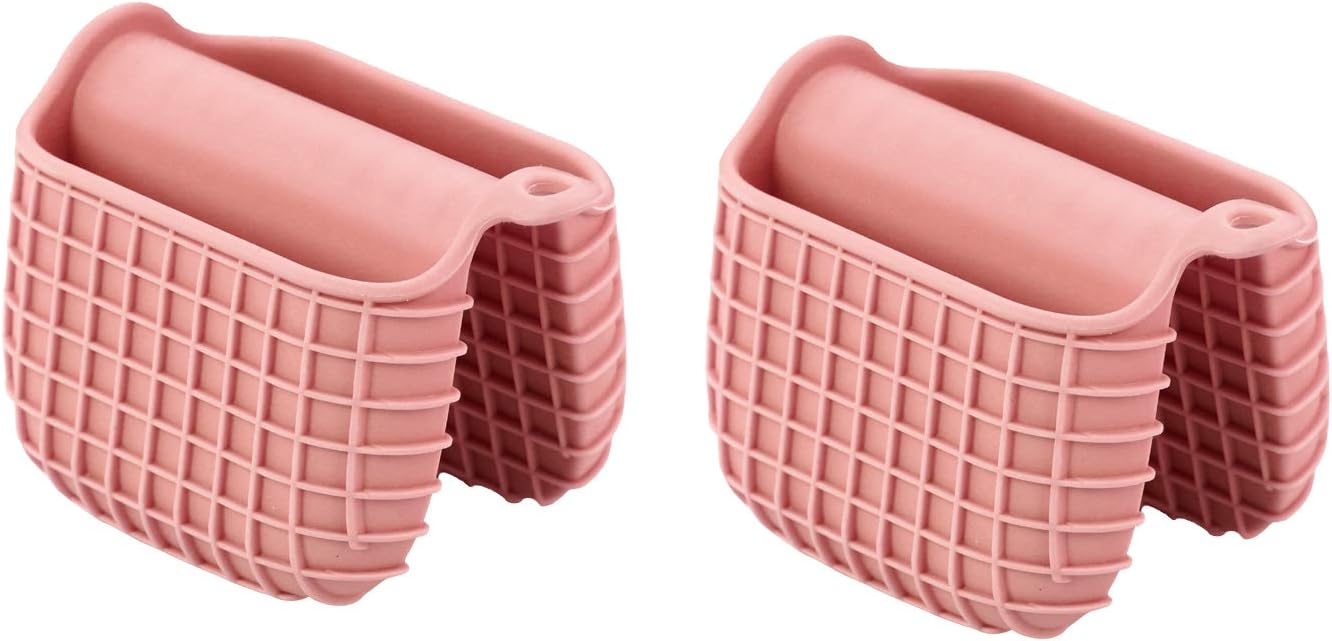 Mini Silicone Oven Mitts Set, Oven Mitts Heat Insulation, Oven Gloves for Kitchen Cooking and Baking, Protecting Fingers Mini Oven Hand Clips are Sold in Pairs (Pink)