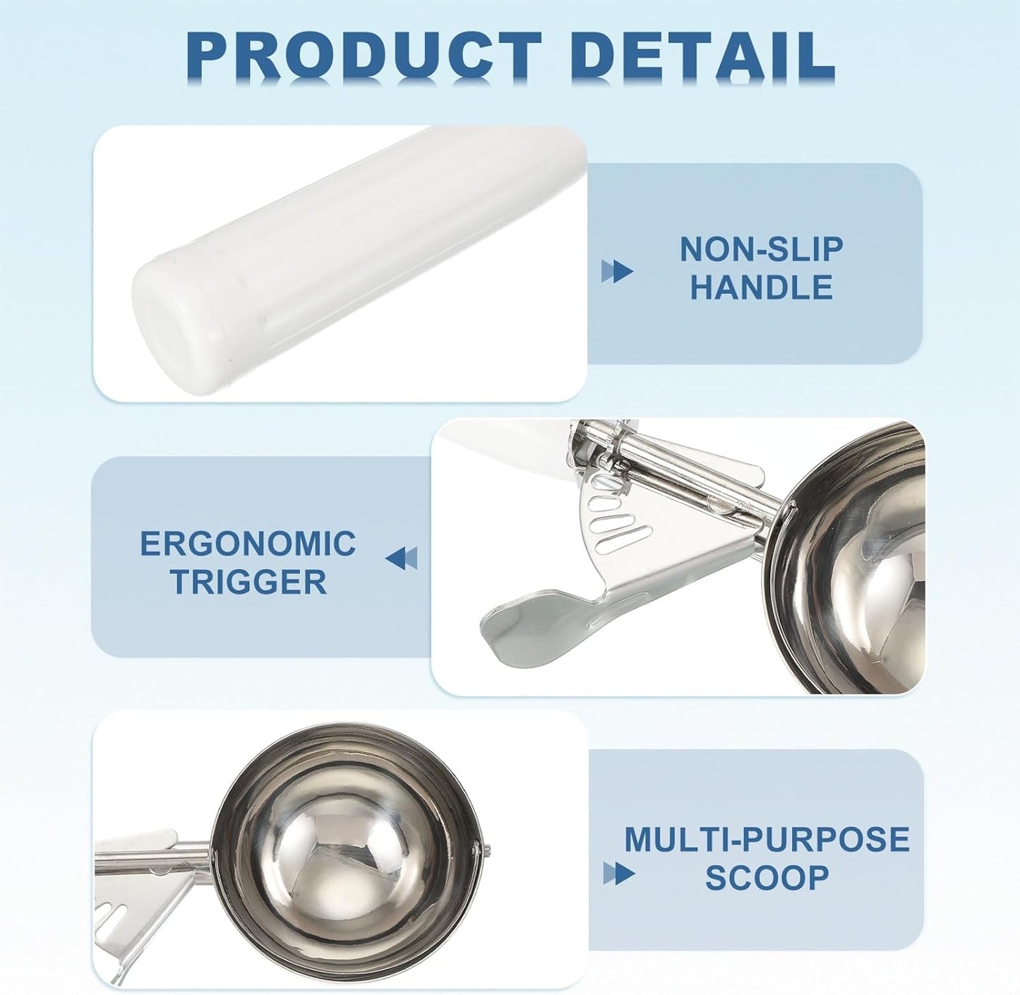 uxcell 2 Pcs Cookie Scoops, Ice Cream Scoop with Trigger for Baking Cookie Dough Rice Pudding Kitchen Gadget, White