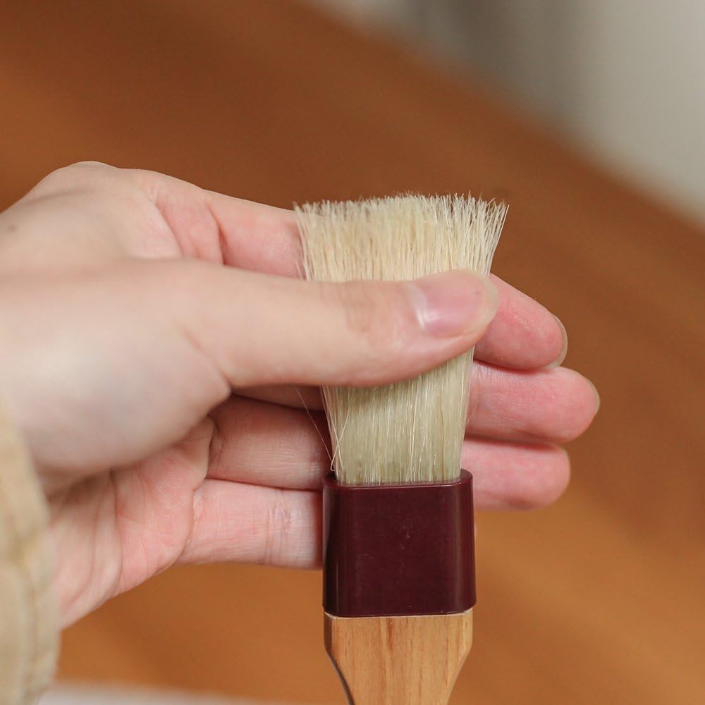 Pastry Brush Natural Bristle Wooden, MSART Basting/Food Brush, with Beech Wood Handle and Rope Hook, Great for Butter, Cookies, Oil, Bread, Frosting. Easy to Clean (1 inch & 1.5 inch set)