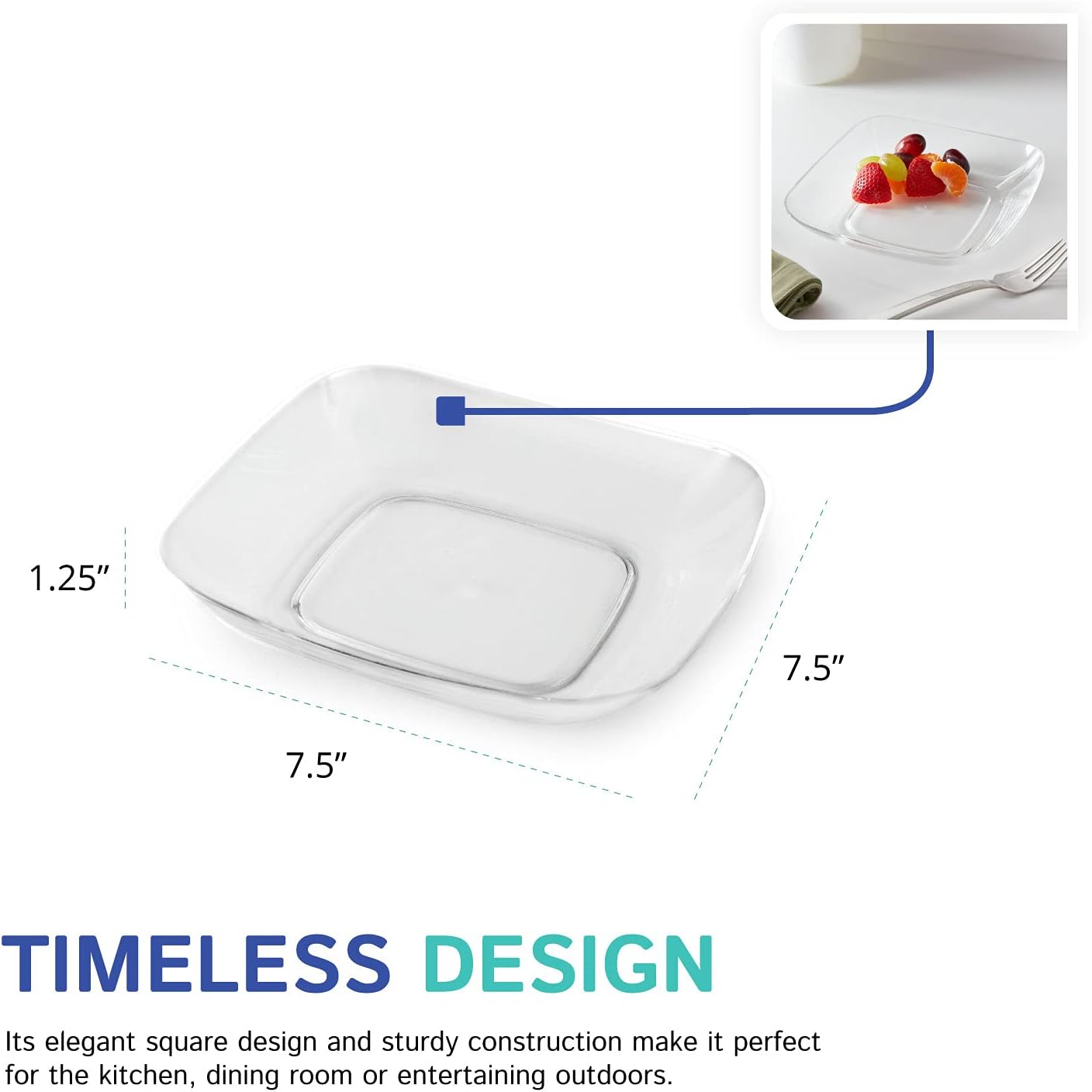 Huang Acrylic Small Square Plate | Dish For Dinning, Serving, Hosting | Durable Construction, Easy to Clean Premium Acrylic
