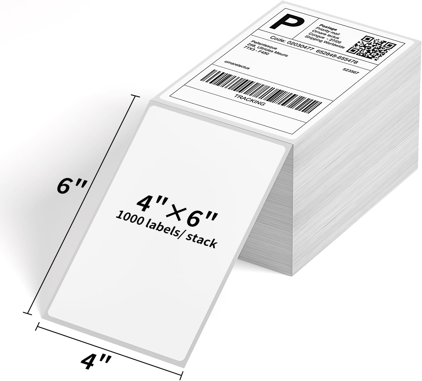 FungLam 4"x6" Thermal Shipping Labels, 8000 Fanfold Adhensive Mailing Labels for Munbyn, Rollo, Polono Direct Thermal Printers, (8 Stack)