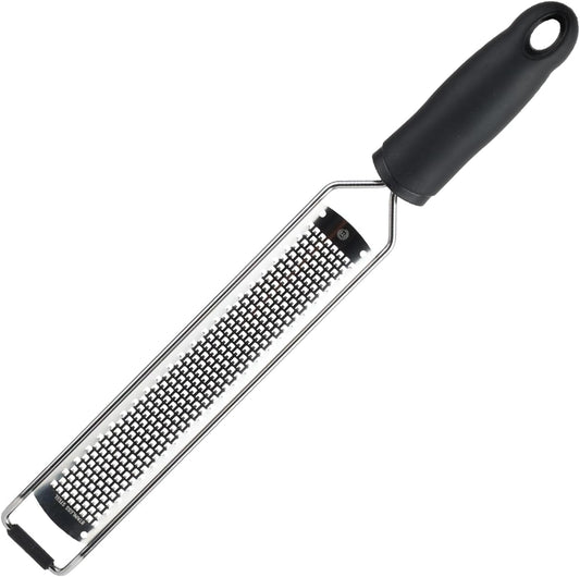 MasterChef Zester Grater with Handle, Kitchen Tool for Zesting Citrus Fruits & Finely Grating Parmesan Cheese, Garlic, Ginger, Coconut, Nutmeg, Wasabi, Chocolate etc, Stainless Steel