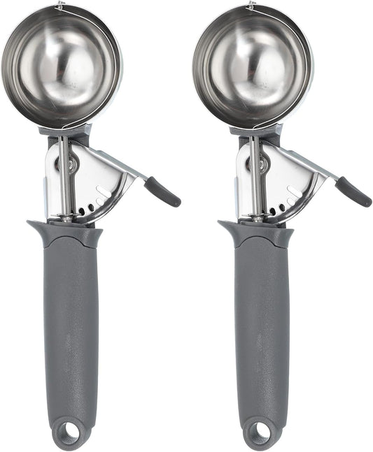 uxcell 2pcs Cookie Scoops, Ice Cream Scoop with Trigger for Baking Cookie Dough Rice Pudding Kitchen Gadget, Grey