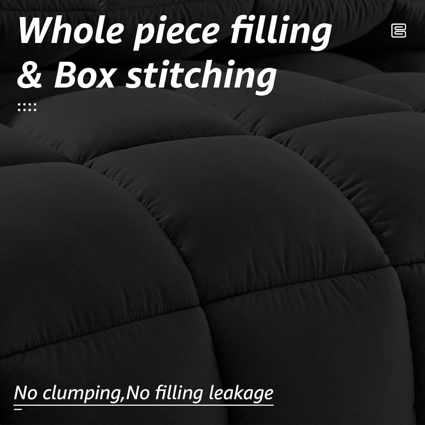 HYLEORY All Season King Size Bed Comforter - Cooling Down Alternative Quilted Duvet Insert with Corner Tabs - Winter Warm - Machine Washable - Black