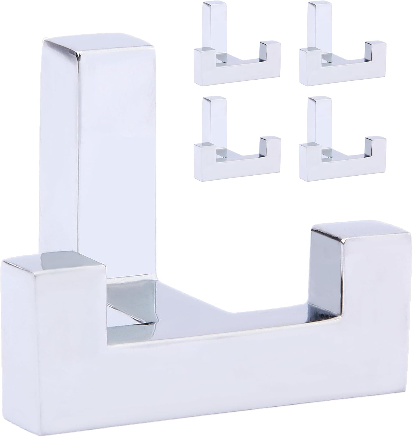 5 Pack Heavy Duty Coat Hook Wall Mount with Screw Retro Double Coat Hook Utility Hook for Coats, Scarves, Bags, Towels, Keys, Hats, Mugs (Chrome)