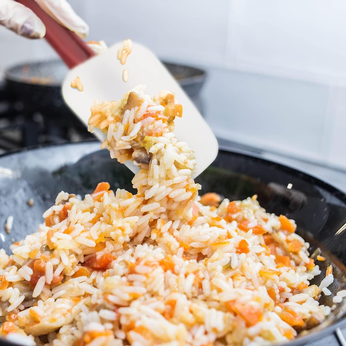 Silicone Rubber Spoonulas Pack of 3 (9.5/14/16-Inch), Commercial Silicone Spoonulas, Commercial Rubber Spatulas, Commerical Spatulas for Baking, Resistant to 500℉, Dishwasher Safe & BPA-Free