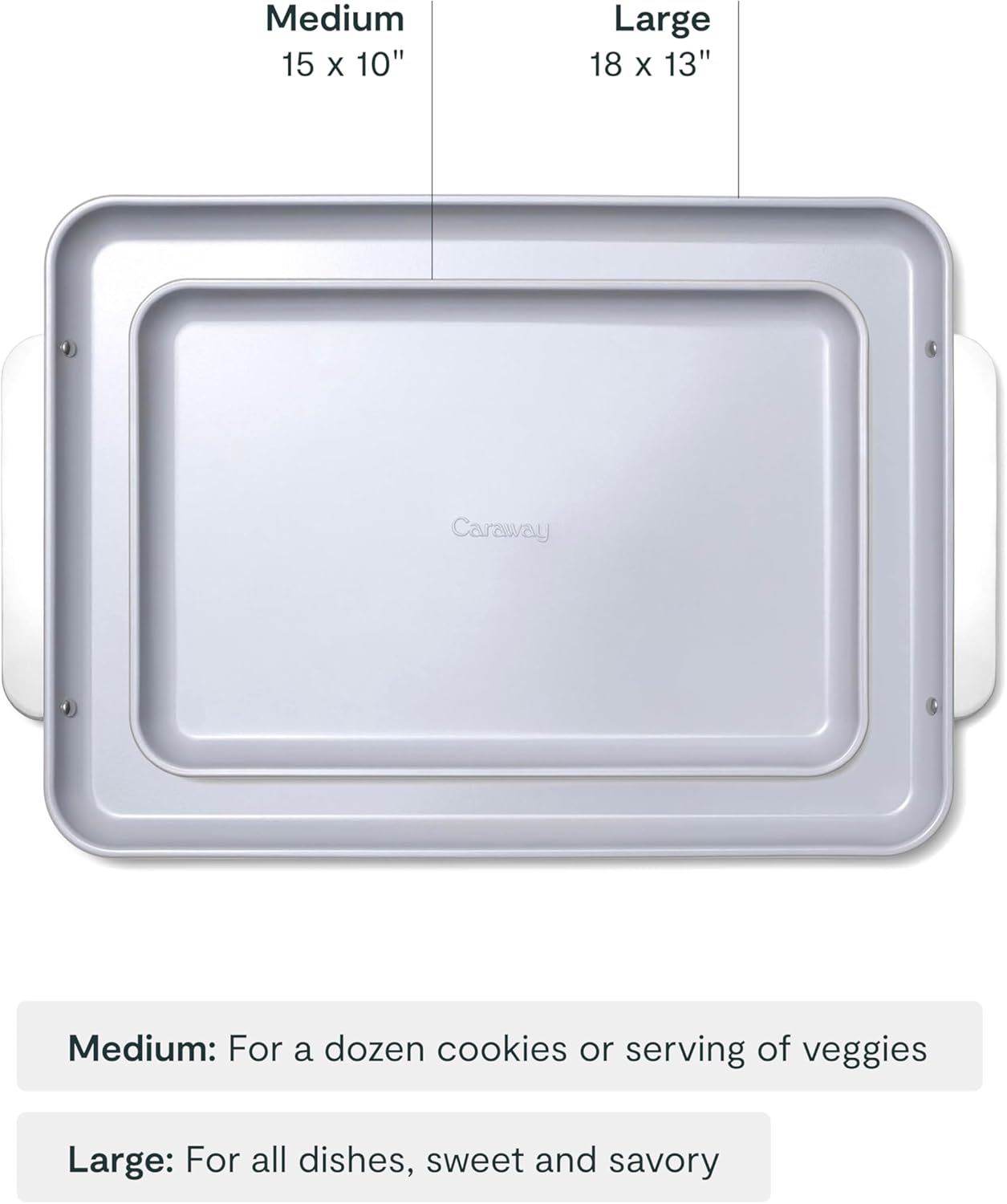 Caraway Non-Stick Ceramic Baking Sheet Duo - Naturally Slick Ceramic Coating - Non-Toxic, PTFE & PFOA Free - 18 x 13" Large & 15 x 10" Medium - Perracotta