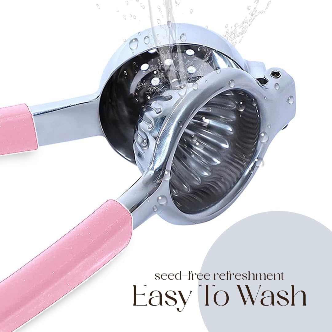 Bellemain Citrus Juicer | Metal Lemon Squeezer | Lime and Lemon Juicer Stainless Steel with Silicone Handles | Manual Juicer, Citrus Squeezer, Hand Held Juicer | Bar Juicer for Bartender (Pink)