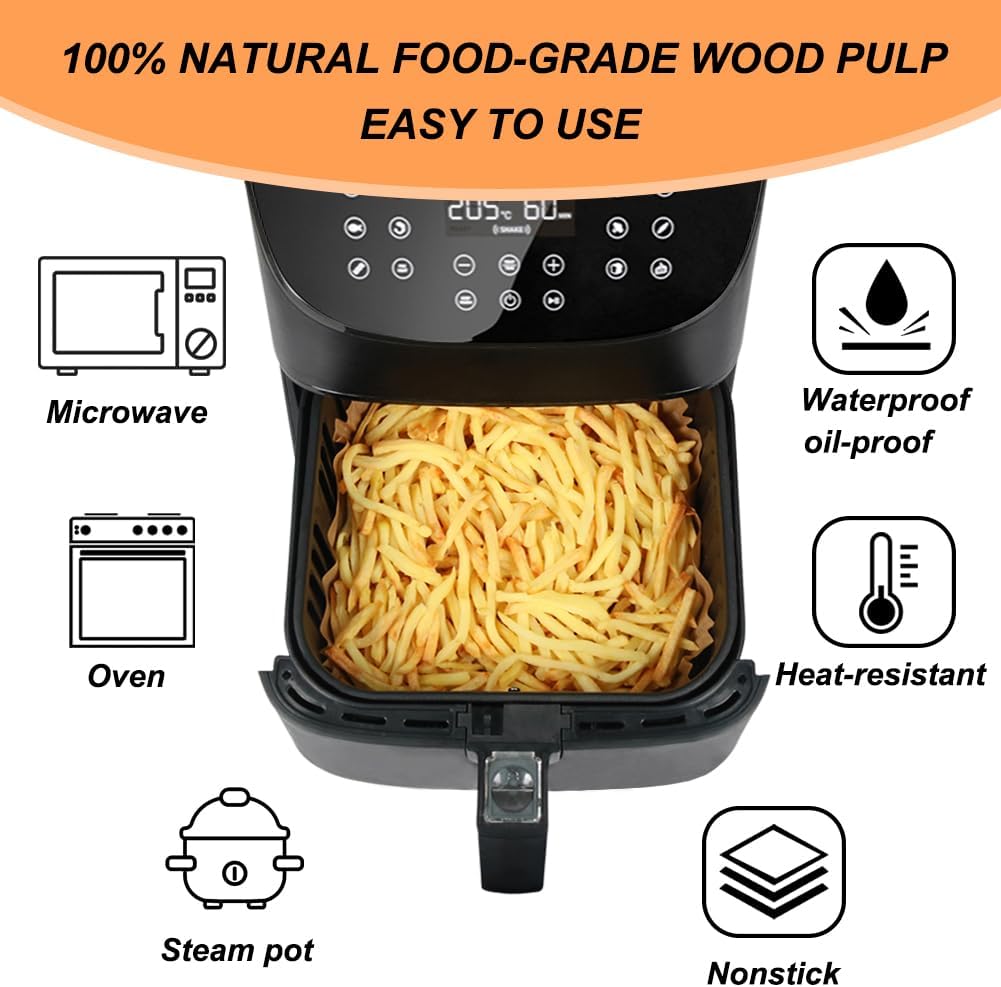 BYKITCHEN Air Fryer Sheets Liners for Ninja AG301 Grill, AF141 Pro 4-in-1 & More, 9in Disposable Square Air Fryer Parchment Paper Filters for 5 to 8 Qt, Ninja Foodi Grill Accessories(Set of 100)