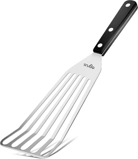 Fish Spatula Stainless Steel, Large Size 13 inch, Blade 9 inch, Plastic Handle, Slotted Flexible Metal, Fish Turner Spatula