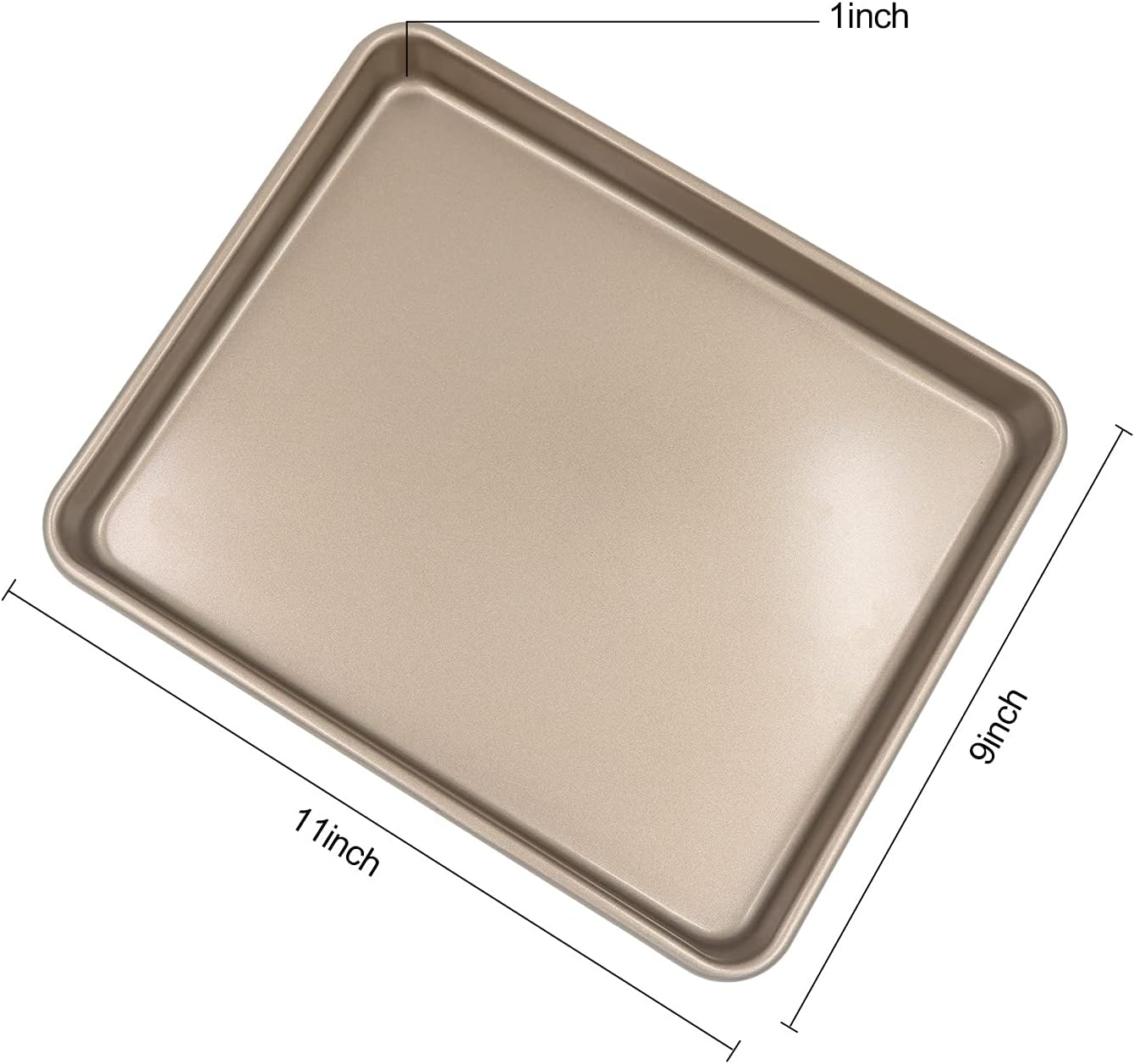 Toaster Oven Pans Set of 2, Shinsin 11-Inch Nonstick Baking Sheet Pans and Trays, 1/8 Thicker Replacement Small Baking Tray Accessories for Cookie, Non Toxic and Easy Clean and Diswasher Safe, Gold