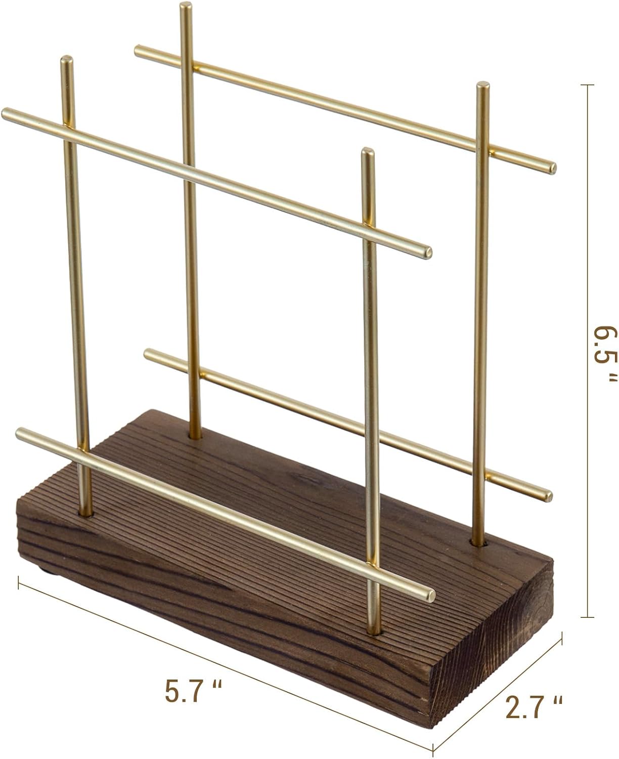 MyGift Napkin Holder for Table, Wire Metal Napkin Dispenser with Wood Base Kitchen Countertop, Contemporary Brass-Tone Tabletop Dining Decor