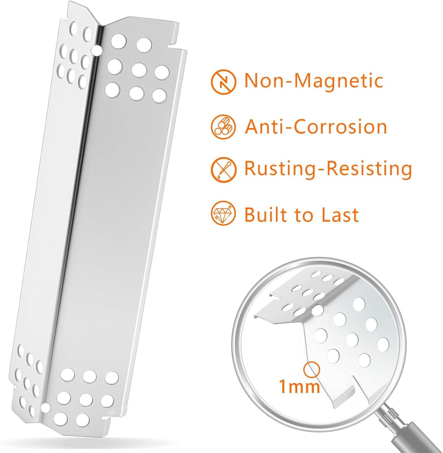 CANDANA Replacement Parts for Nexgrill 4 Burner Heat Tents Home Depot 720-0830H Gas Grill Flame Guards Shield Plates Burner Covers Stainless Steel 14.6"