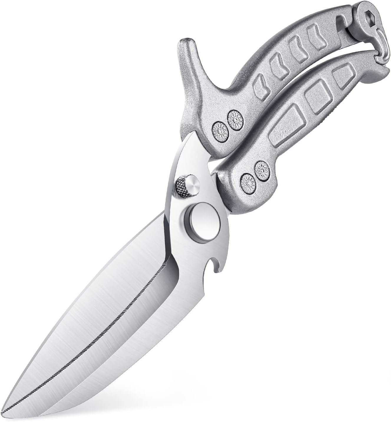 DRAGON RIOT Heavy Duty Poultry Shears - A Must Have Kitchen Shears for Chicken and Meat Cutting - Dishwasher Safe and Stainless Food Kitchen Scissors for Thanksgiving(Silver)